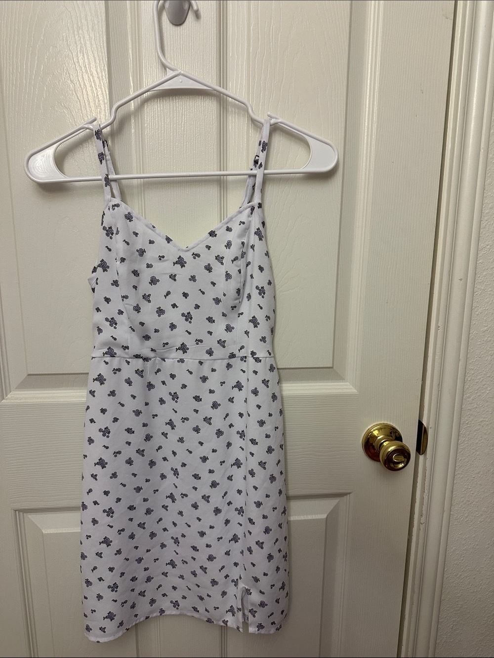 Hollister White Mini Slip Dress with Black Floral Print